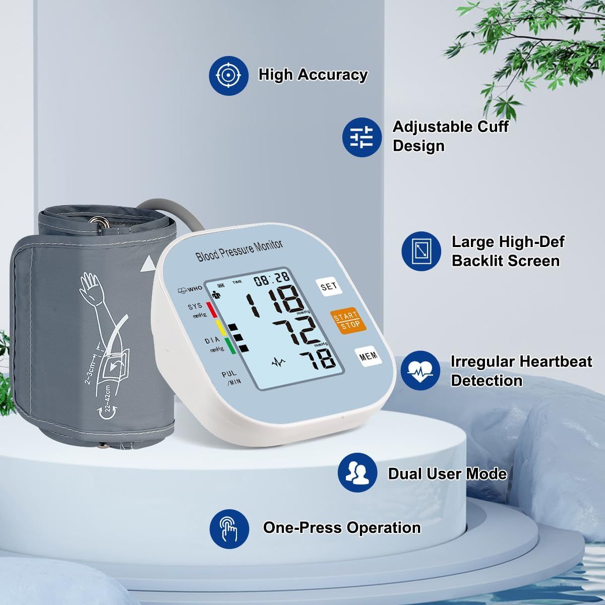 Blood Pressure Monitors Upper Arm Automatic light blue