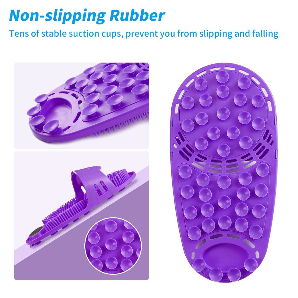 Silicone Foot Scrubber Massage and Cleaning Non-Slip for Shower (1PCS Purple)
