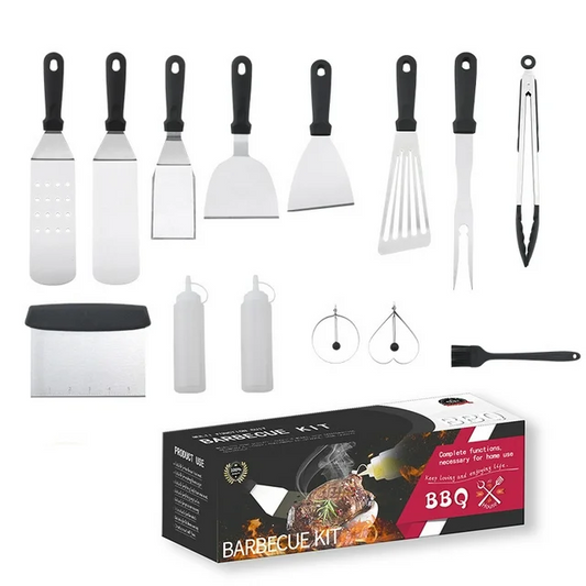 14Pcs Flat Top BBQ Griddle Accessories Kit Professional BBQ Grill Tools Set for Outdoor BBQ Camping