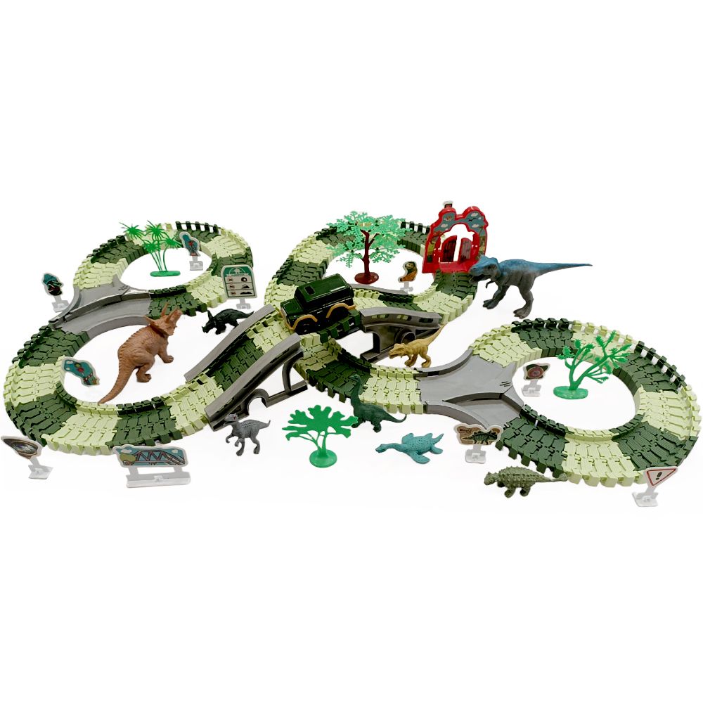 Dinosaur Toys Race Track Set Creating Own Race Car Track Dino World Gift Kids Age 3+