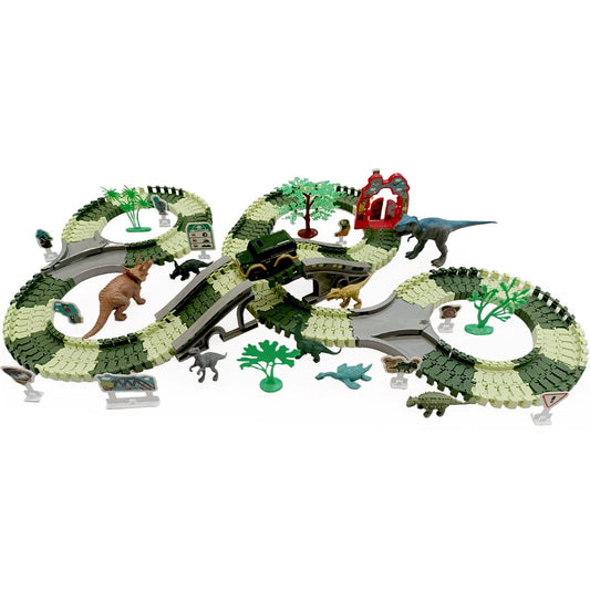 Dinosaur Toys Race Track Set Creating Own Race Car Track Dino World Gift Kids Age 3+