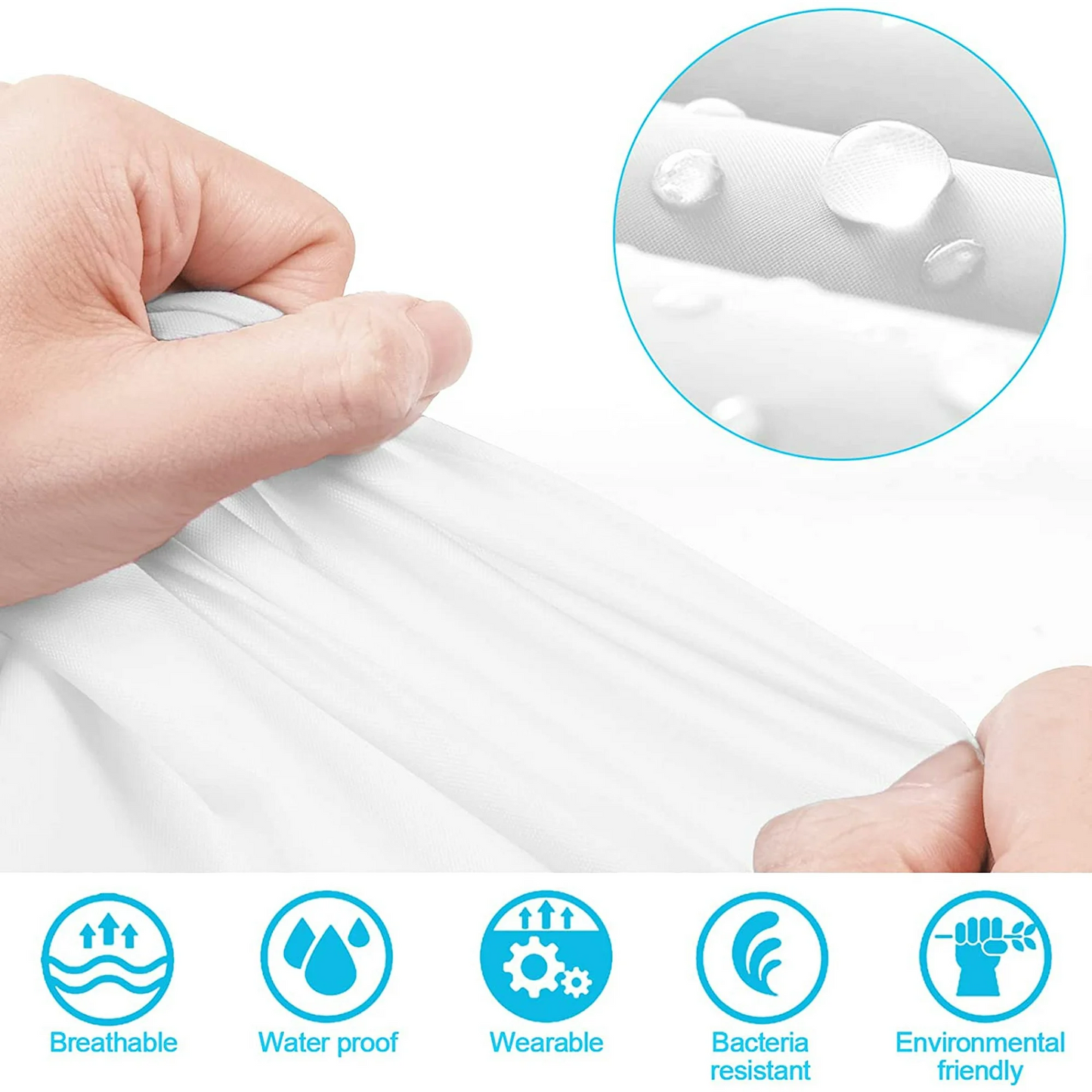 EVA Rain Coat Reusable Raincoat Hoods Sleeves 2 Pack Adults White