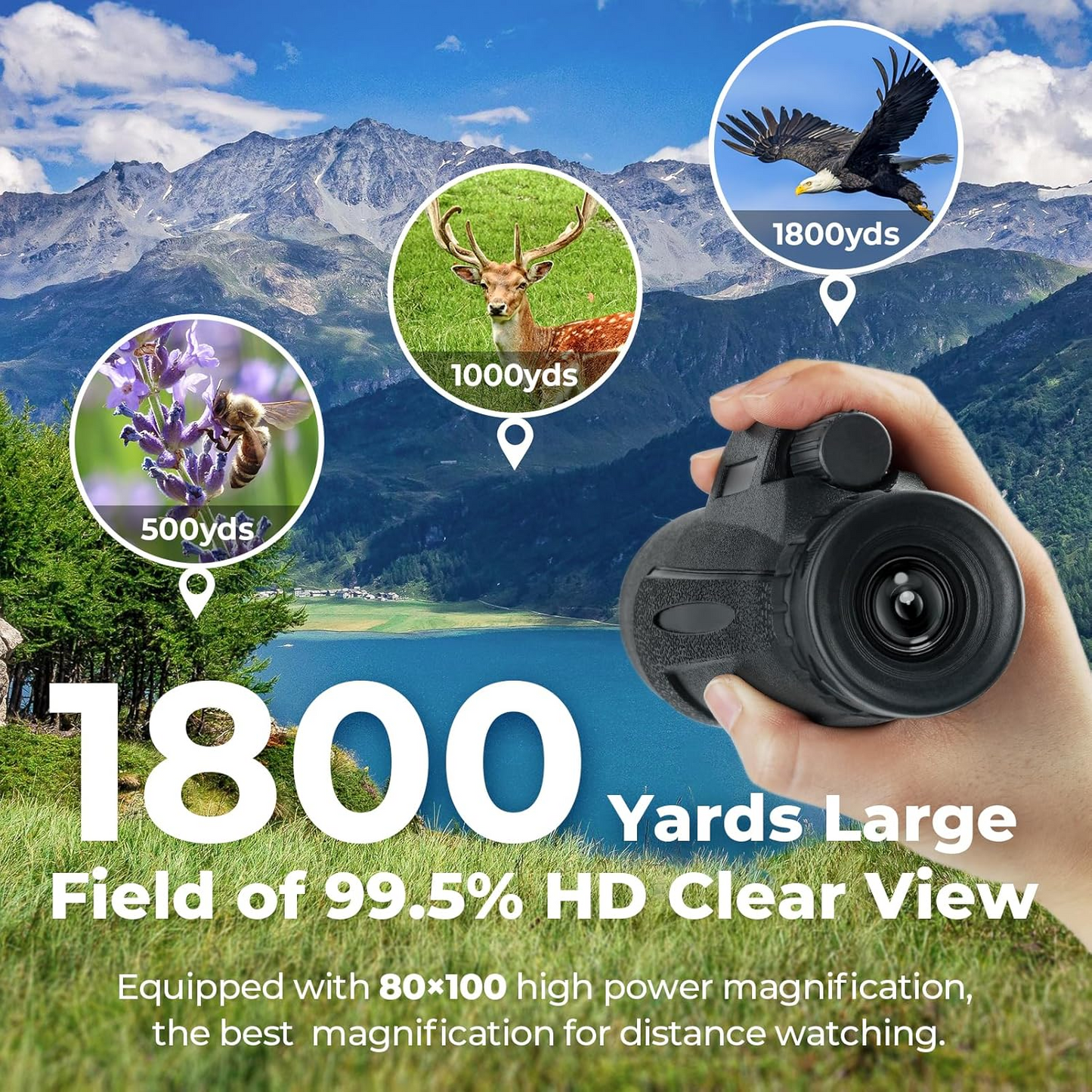 Monocular Telescope 12x50 HD Monocular for Smartphone Adult Handheld Telescope Bird Watching Hiking Wildlife