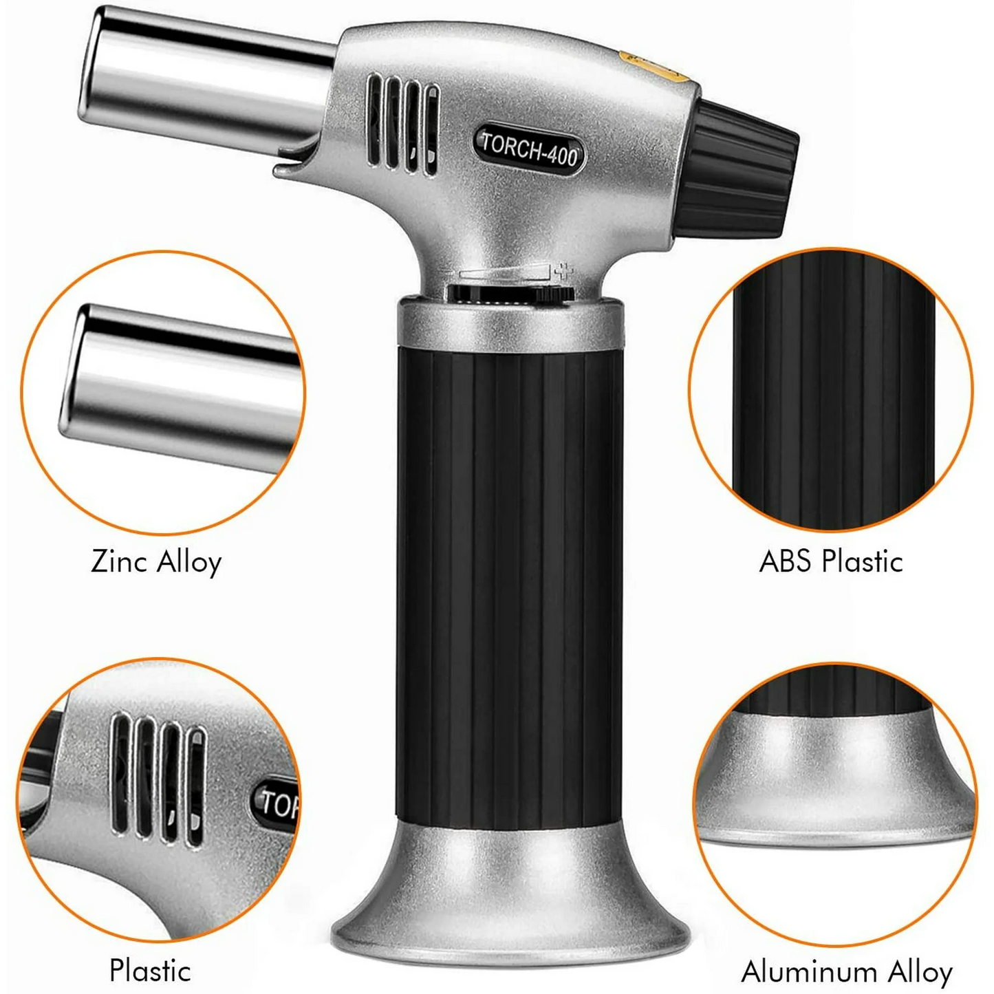 Culinary Butane Torch Lighter with Safety Lock Adjustable Flame (Butane Gas Not Included)