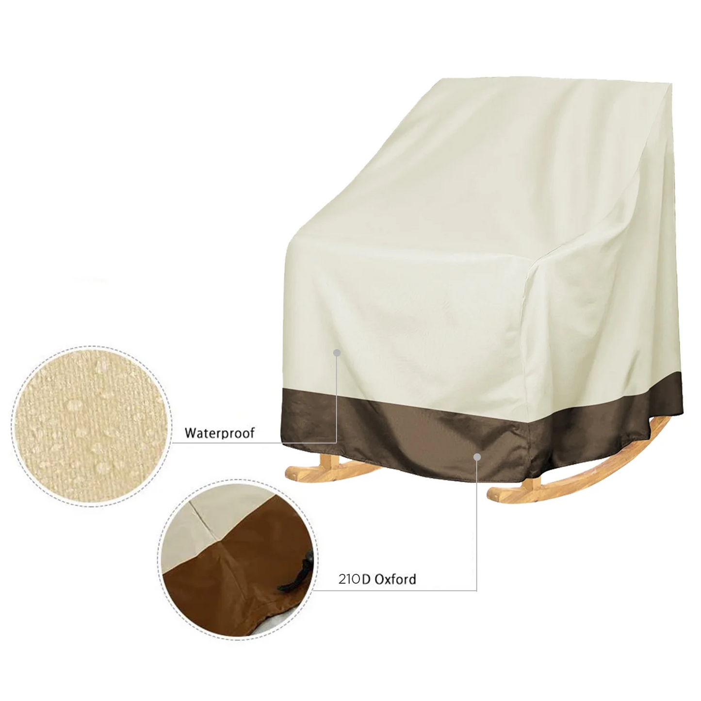 Rocker Chair Cover 420D Waterproof Patio Outdoor 2 Piece Set