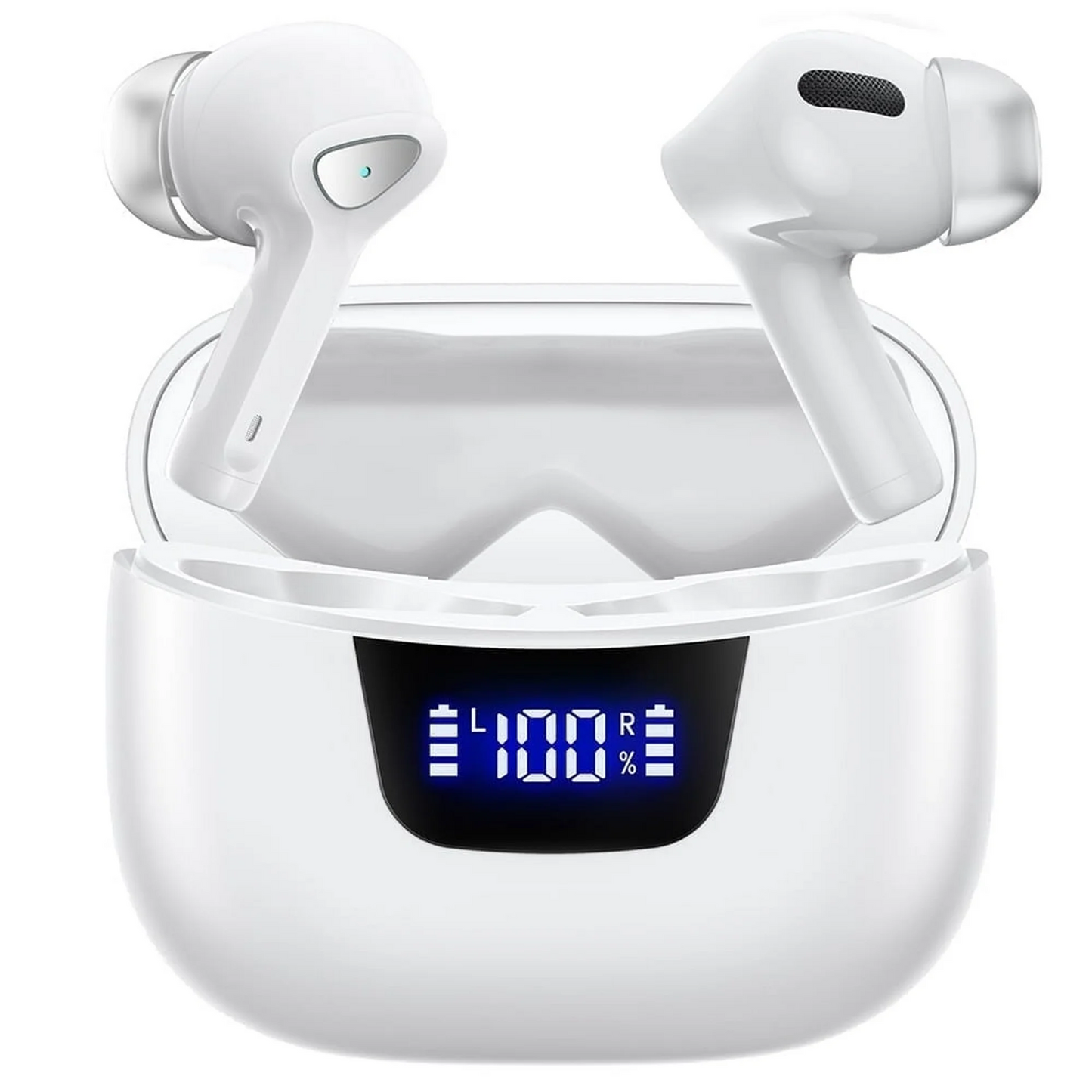 True Wireless Bluetooth Earbuds LED Display Bluetooth 5.0 White
