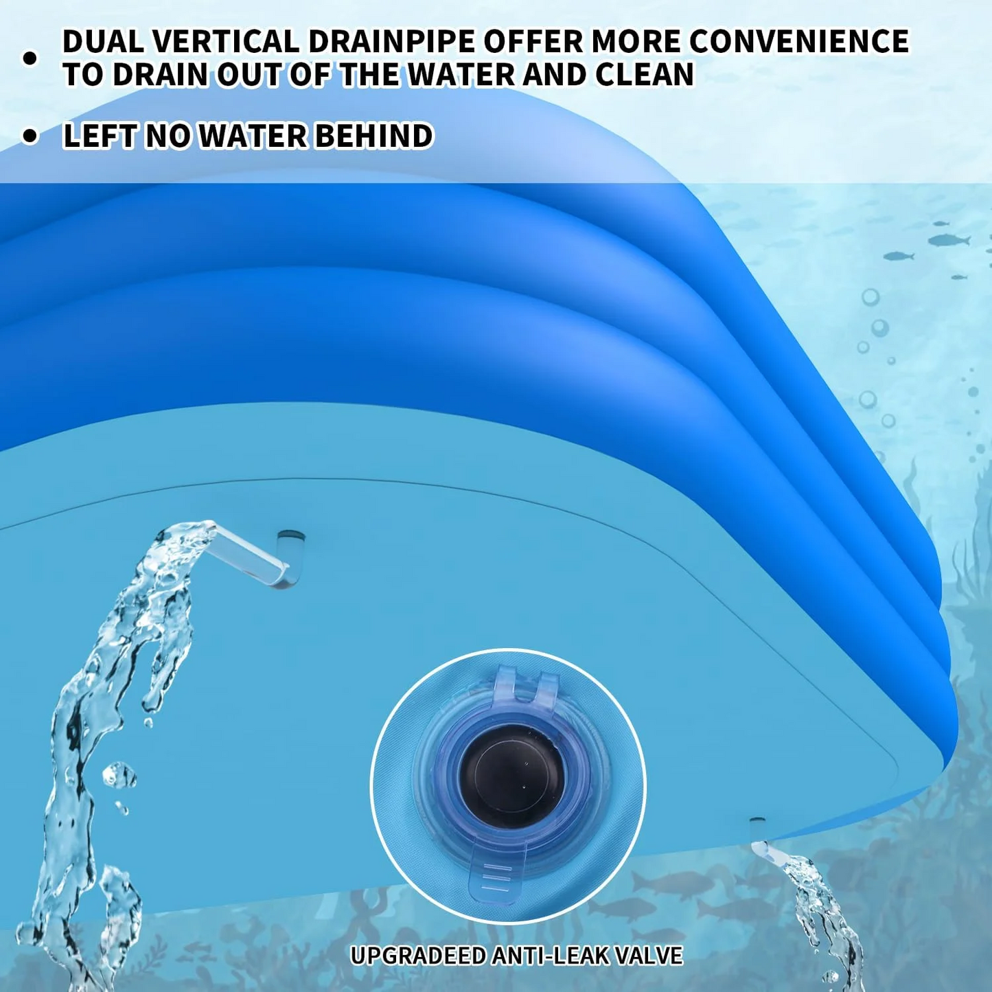 Inflatable Swimming Pool Kids Adults Blow up Pool Family Backyard 120" x 72" x 22" Blue