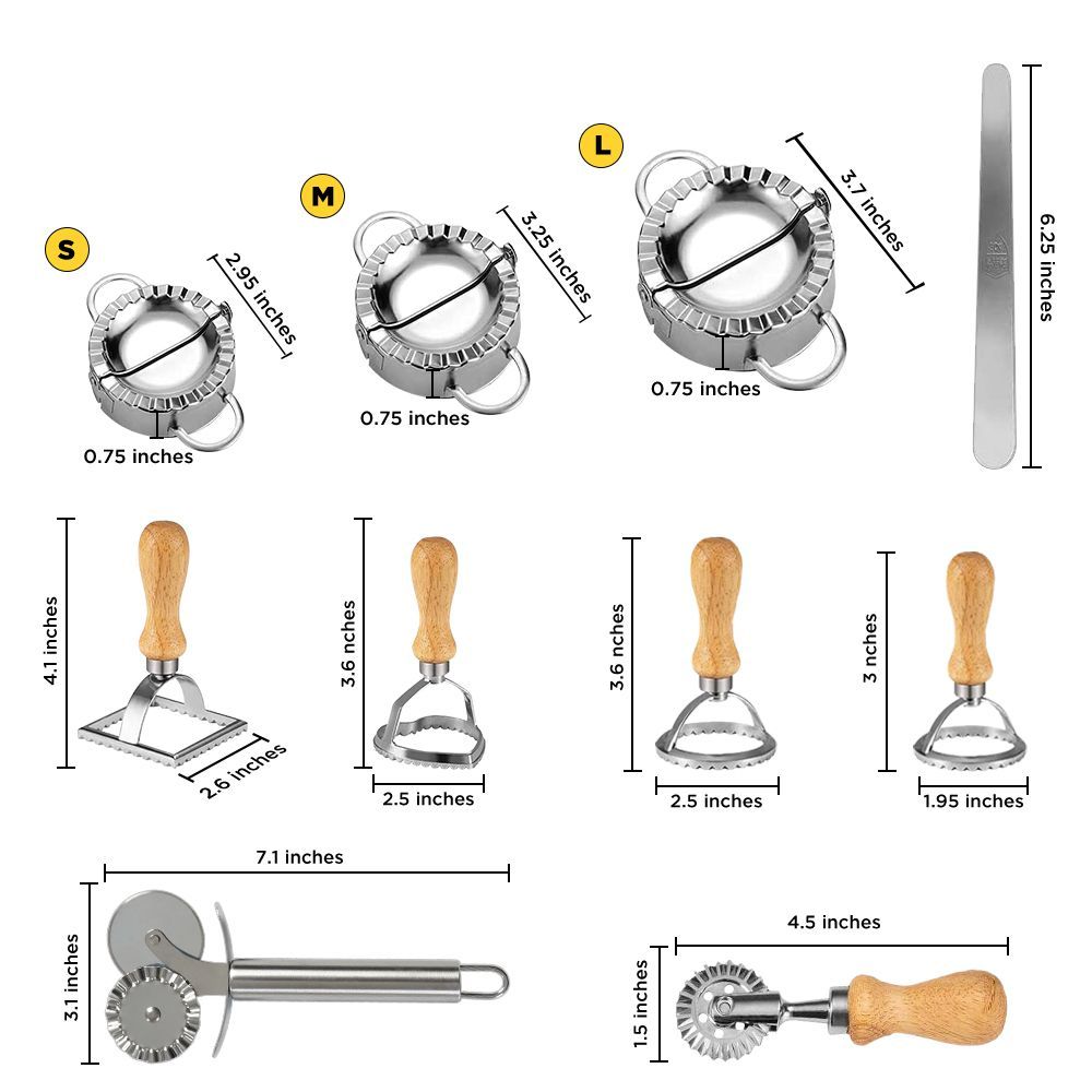 Dumpling Maker Kit Set for Ravioli Pierogi Empanadas Calzones 15 Pcs