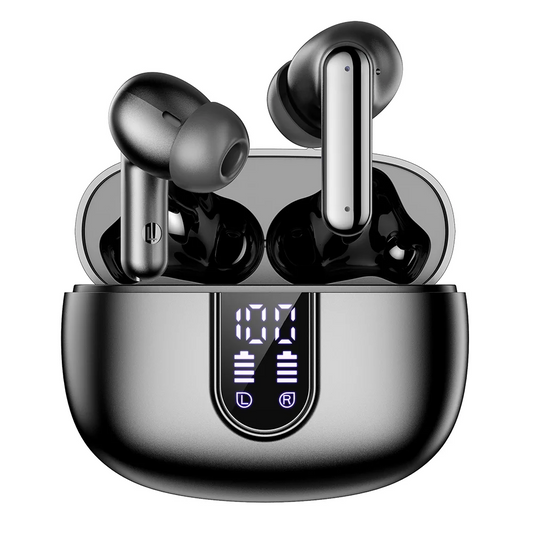 Wireless Earbuds Bluetooth Headphones LED Display Waterproof In-Ear Earphones Mic Black