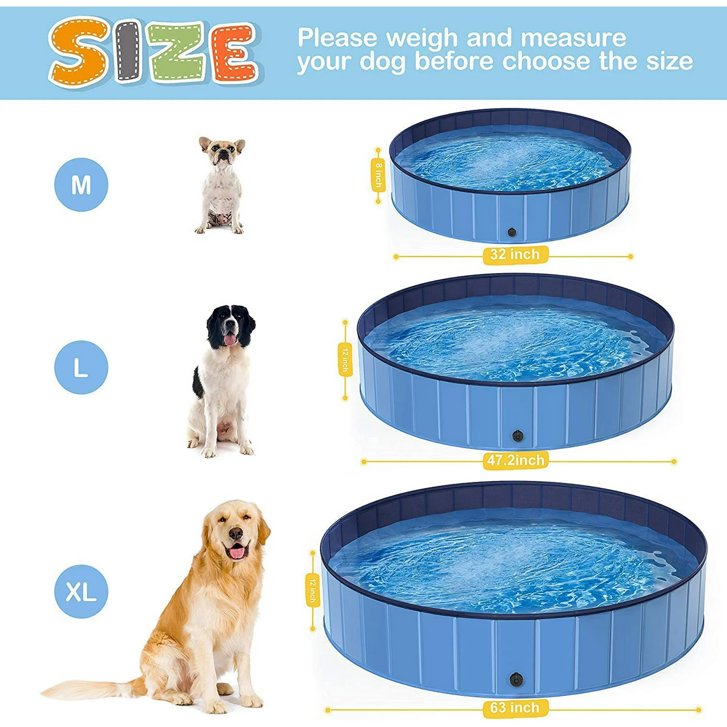 Pet Dog Pool Bath Swimming Tub Foldable 48 x 12 inch