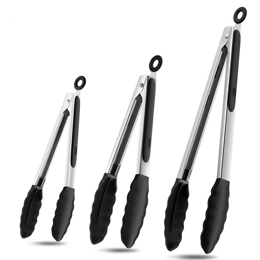 Kitchen Tongs Set with Silicone Tips Stainless Steel Heat Resistant