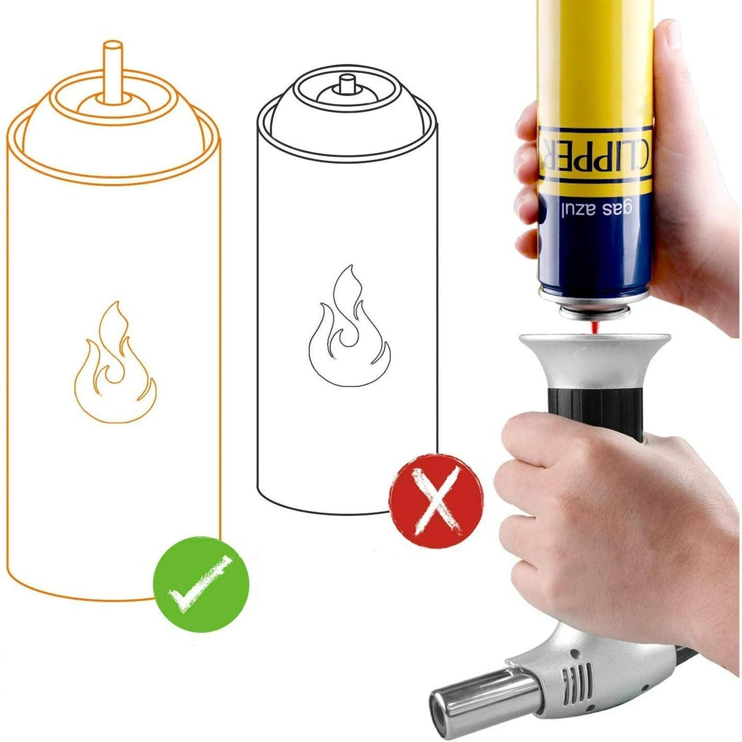 Culinary Butane Torch Lighter with Safety Lock Adjustable Flame (Butane Gas Not Included)