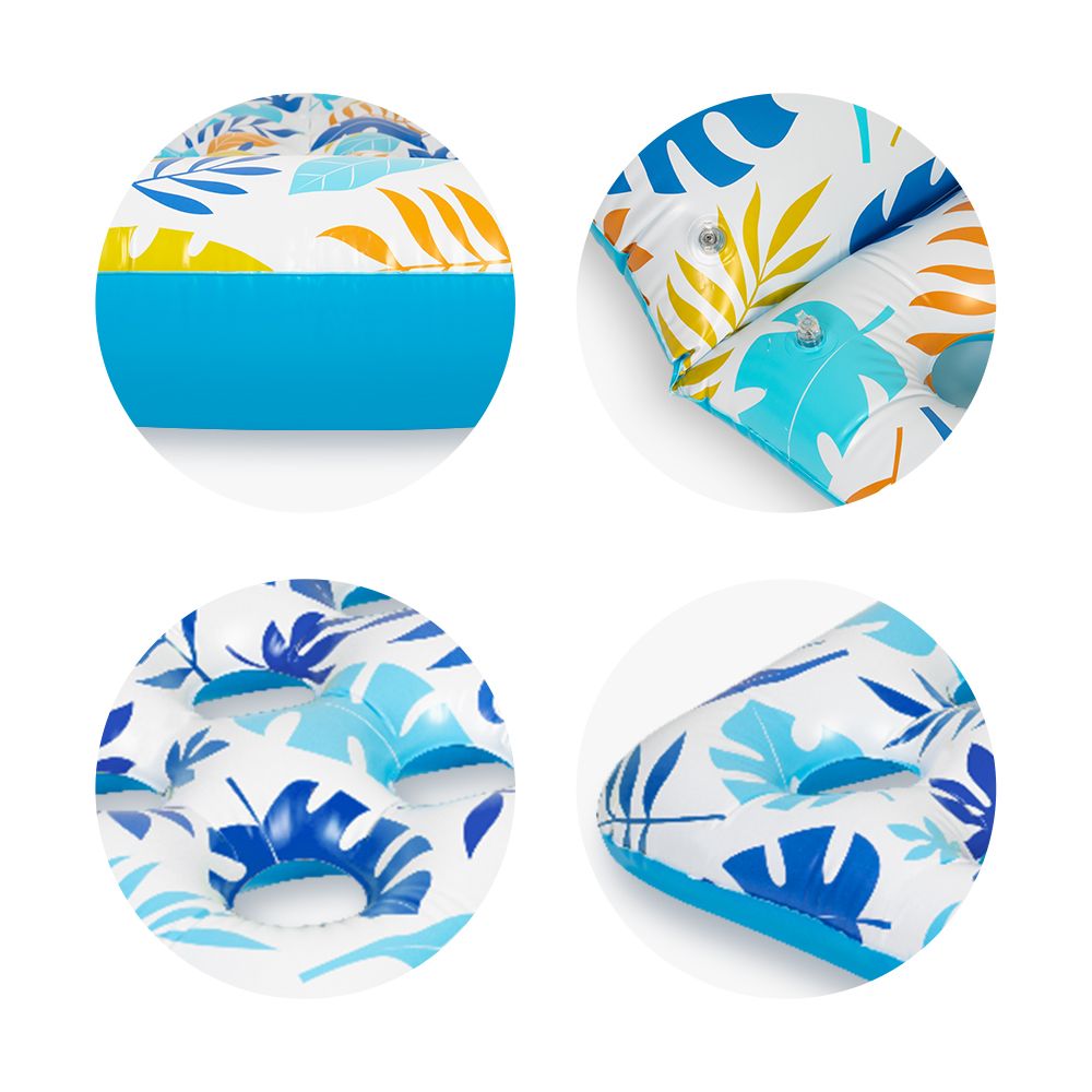 2 Piece Float Set Lounger Inflatable Pool Floats Reclining Chair Pedal Cup Holder White Blue