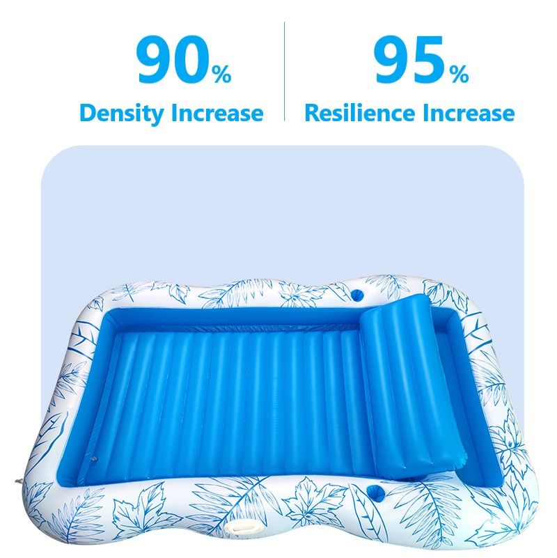 Inflatable Lounger Float Pool Floating Bed Backrest Floating Raft Drink Holder 85" x 63" Blue