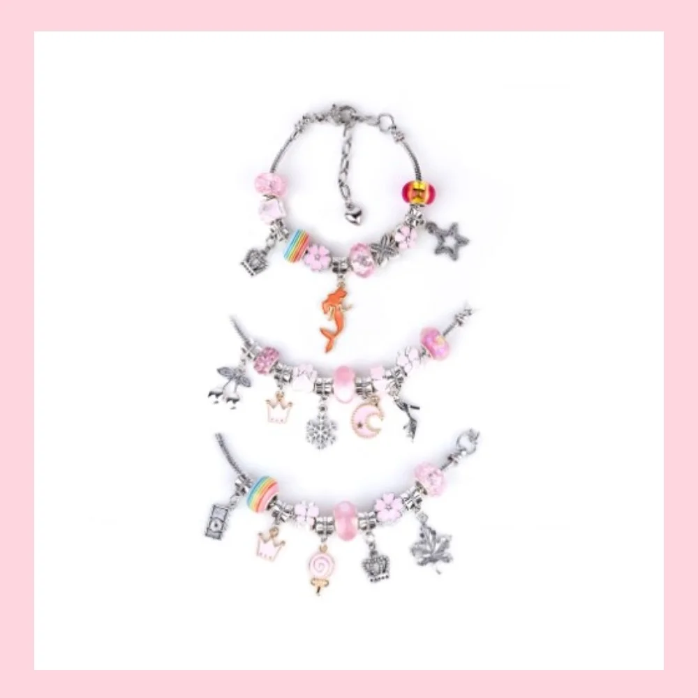 Charm Bracelet Making Kit Jewelry Making Kit 66 Pcs Gifts for Ages 6 7 8 9 10 Girls