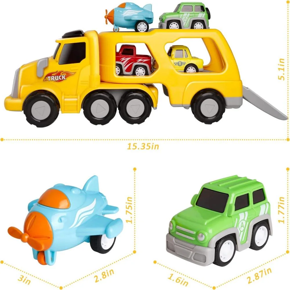 Toy Cars Carrier Toddler Toys 5-in-1 with Light Sound Playset Gifts for 1 2 3 4 Year Old