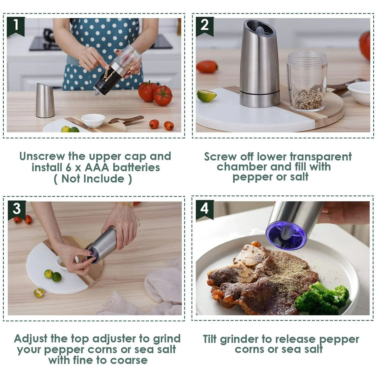 Electric Salt and Pepper Grinder Set