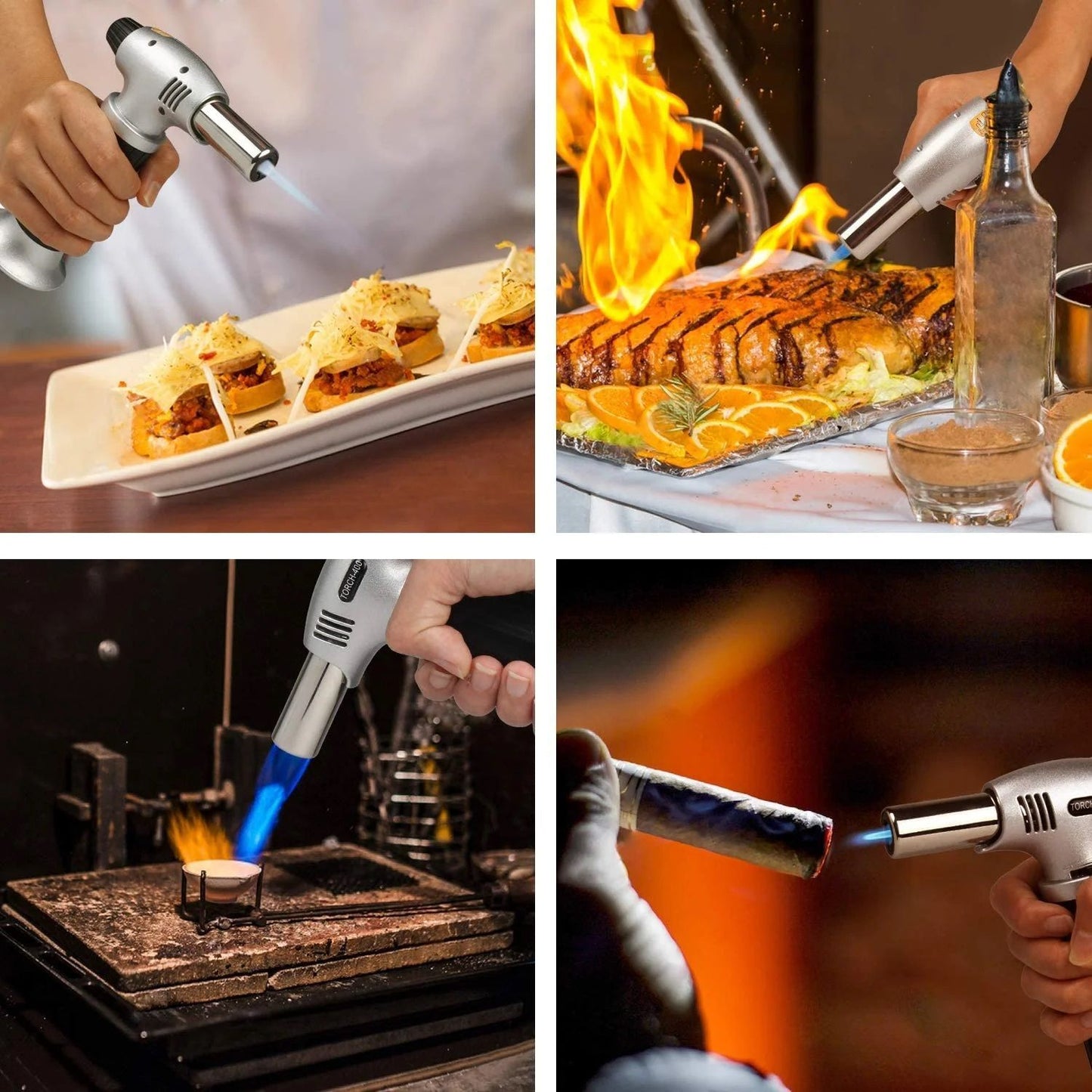 Culinary Butane Torch Lighter with Safety Lock Adjustable Flame (Butane Gas Not Included)