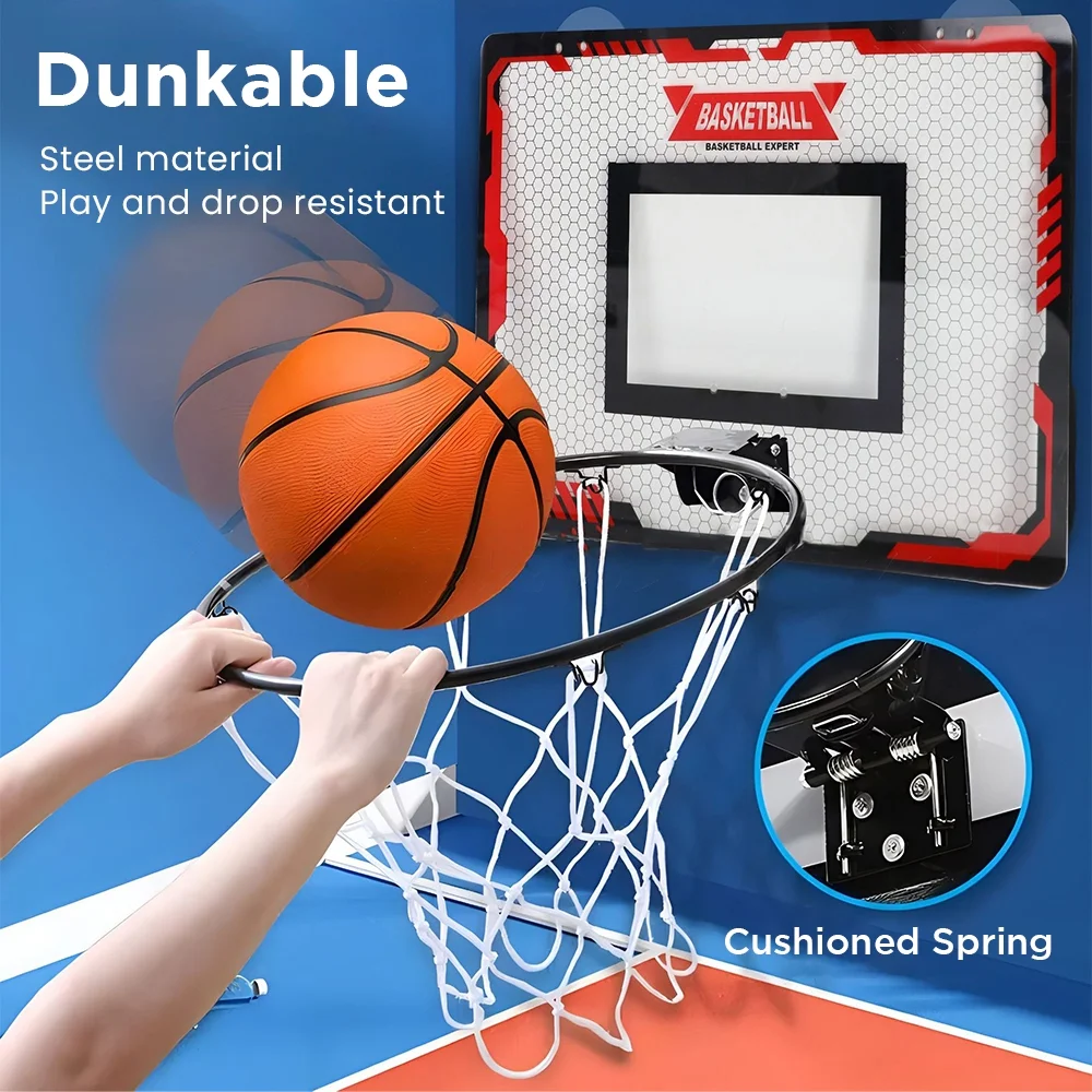 Indoor Basketball Hoop Automatic Scoring Electronic Scoreboard with 3 Balls Basketball Toy for Kids