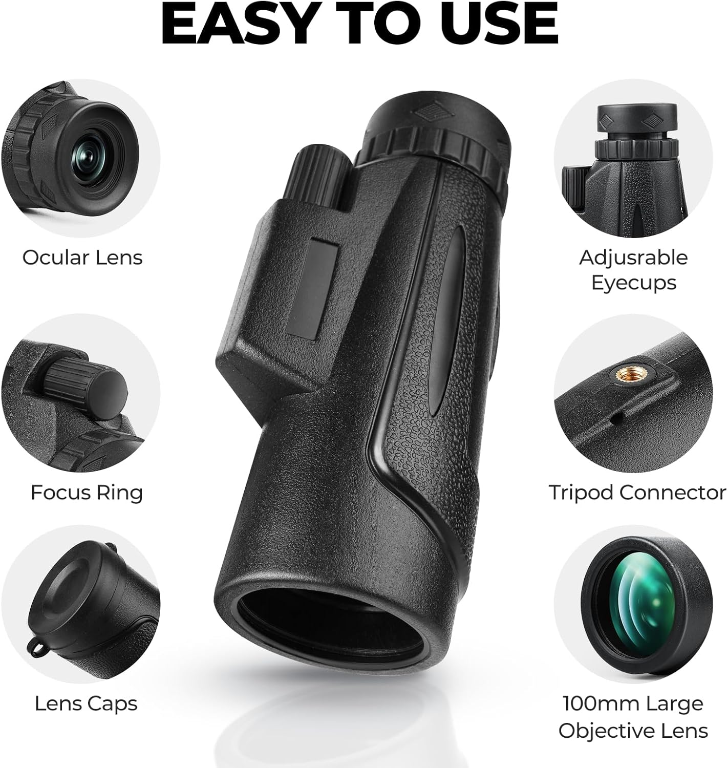 Monocular Telescope 12x50 HD Monocular for Smartphone Adult Handheld Telescope Bird Watching Hiking Wildlife