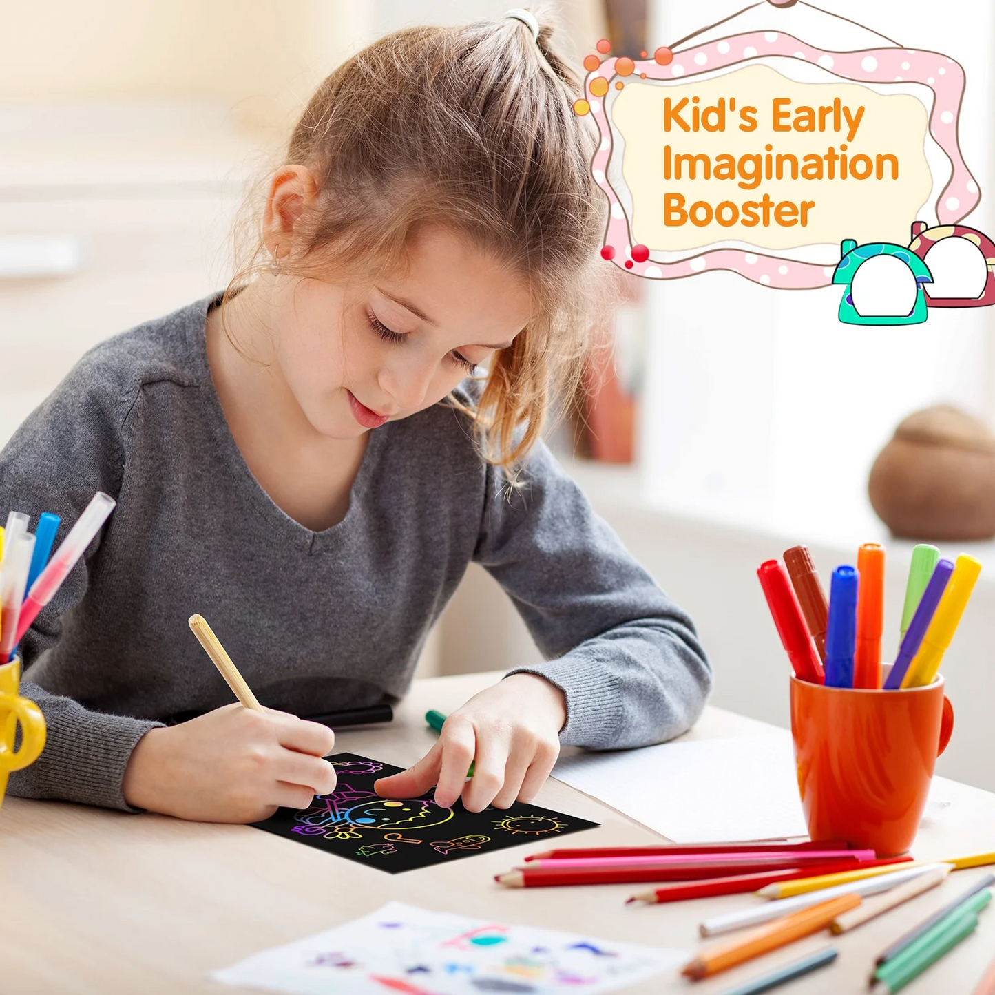 Scratch Art Paper Set for Kids 107 Pcs