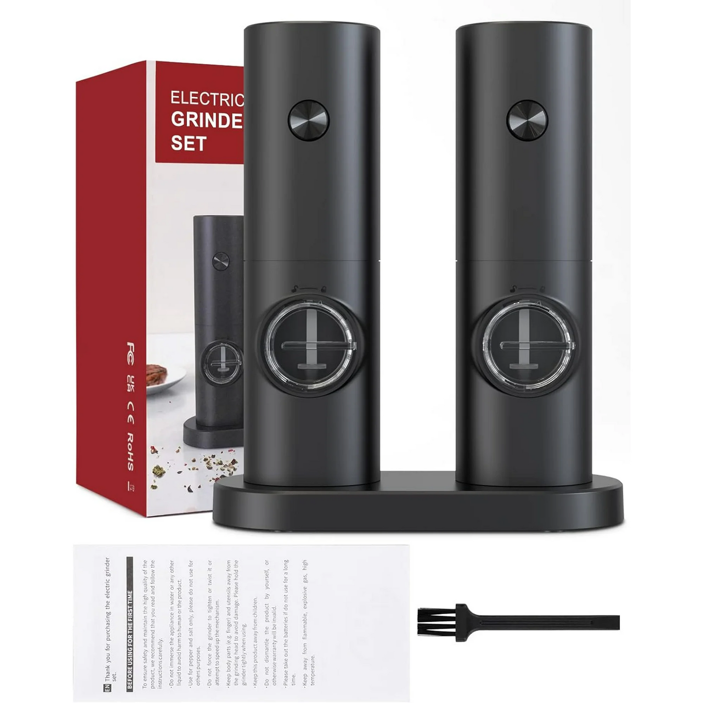 Salt and Pepper Grinder Set Adjustable Coarseness Automatic Battery Powered