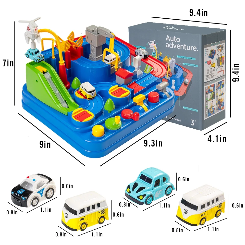 Race Track Car Toy Adventure Toy Rescue Playset Puzzle Rail Track City Construction 4 Mini Cars