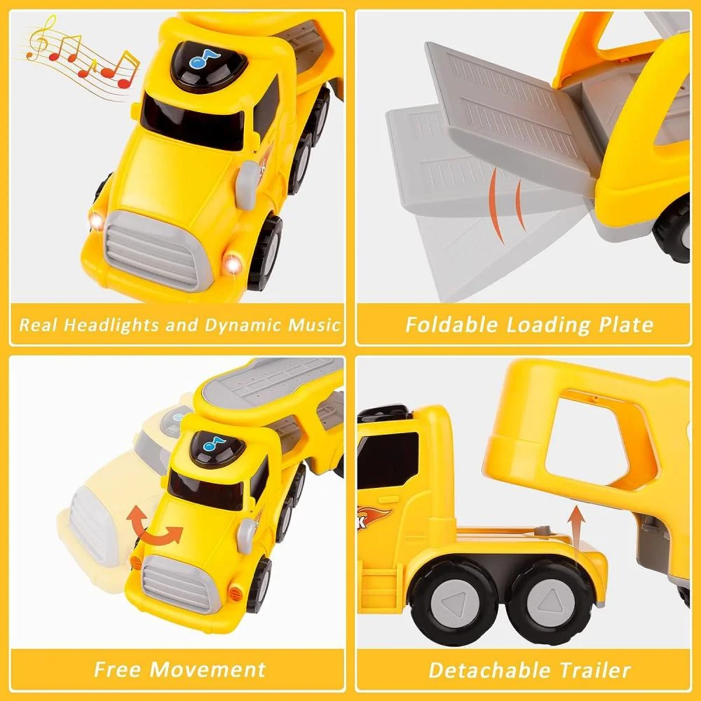 Toy Cars Carrier Toddler Toys 5-in-1 with Light Sound Playset Gifts for 1 2 3 4 Year Old