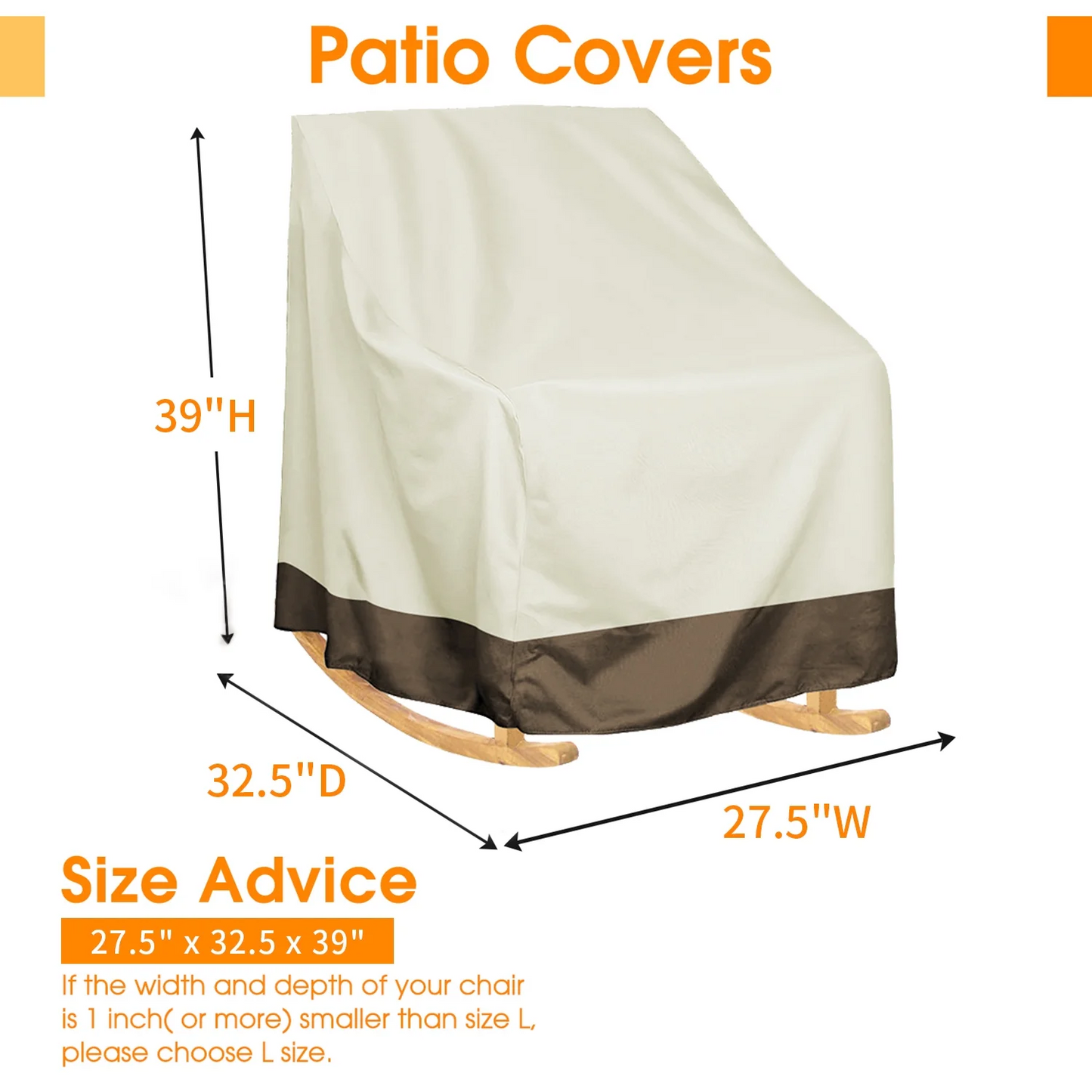 Rocker Chair Cover 420D Waterproof Patio Outdoor 2 Piece Set