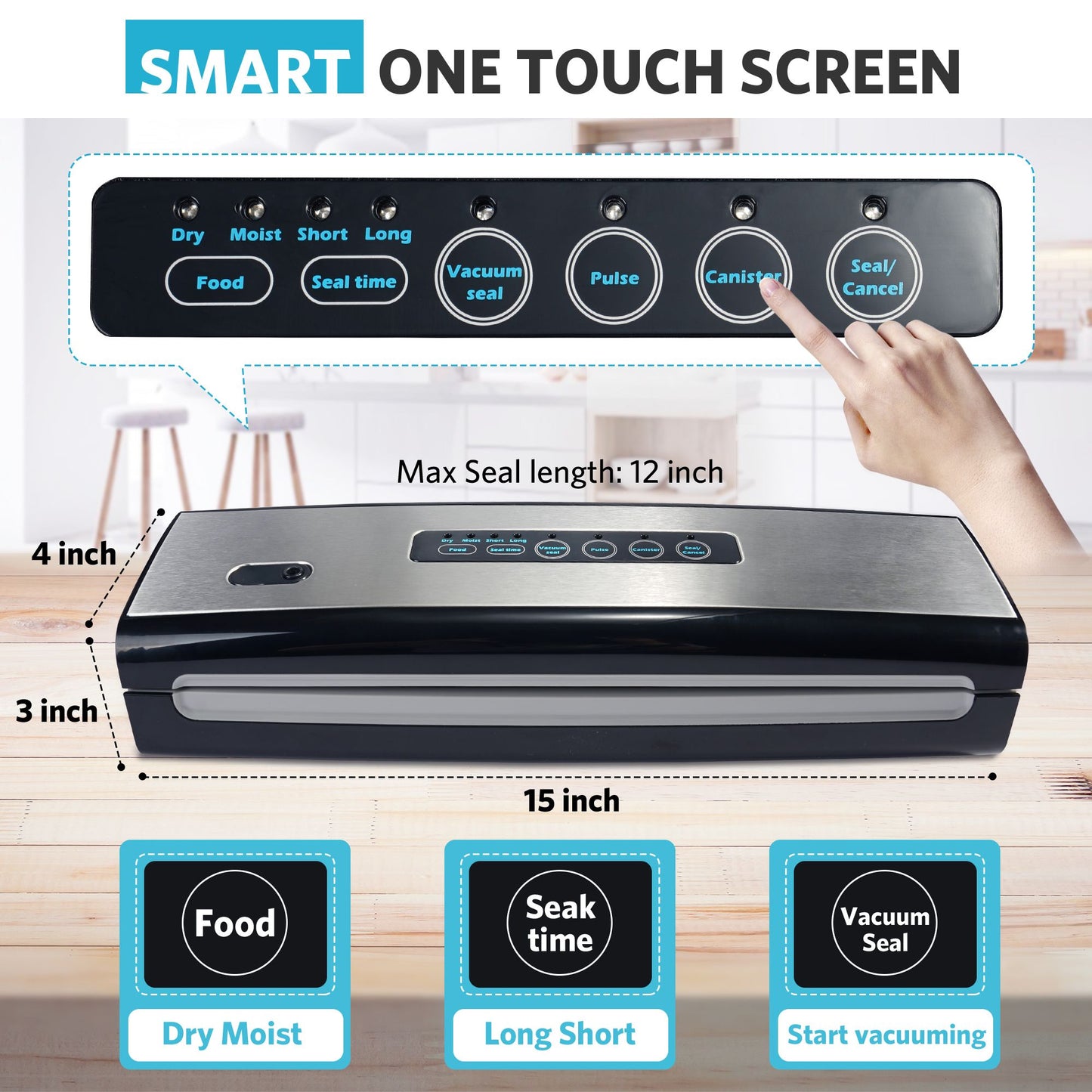 Vacuum Sealer Machine Food Sealer Food Preservation w/Starter Kit Dry & Moist Food Modes