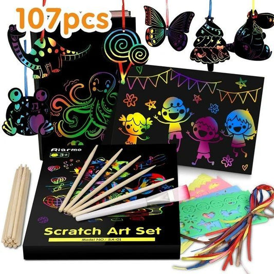 Scratch Art Paper Set for Kids 107 Pcs