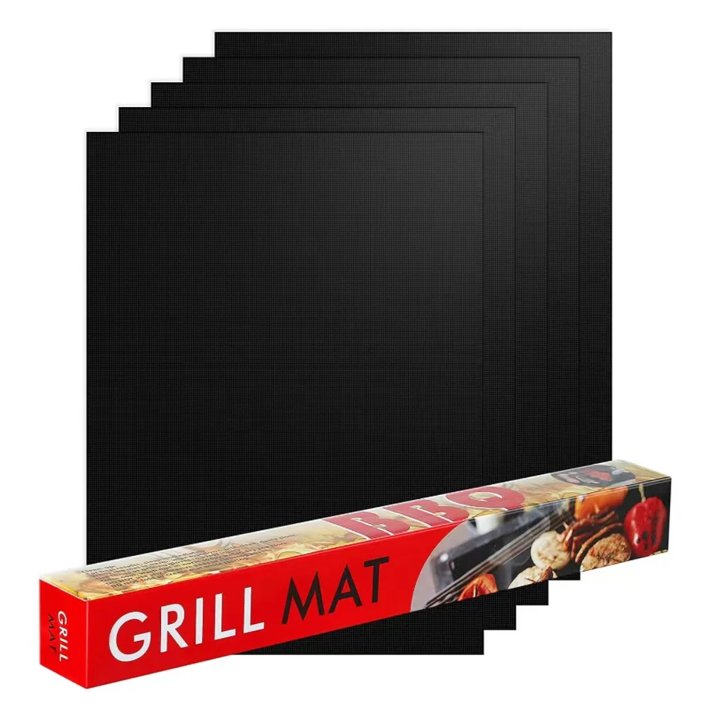 BBQ Grill Mat Set of 5 Baking Mats Resuable Non-Stick Electric Grill Gas Charcoal BBQ 15.75 x 13 inch