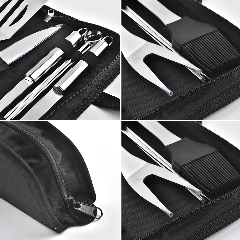 BBQ Grill Tools Set Stainless Steel with Case 9 Pcs